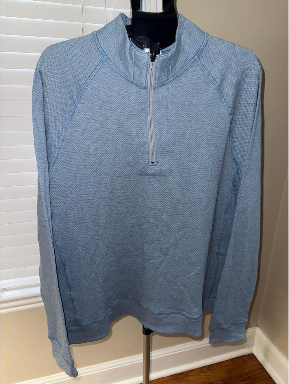 American Giant Reversible Quarter Zip Pullover XL Blue Made USA NWOT